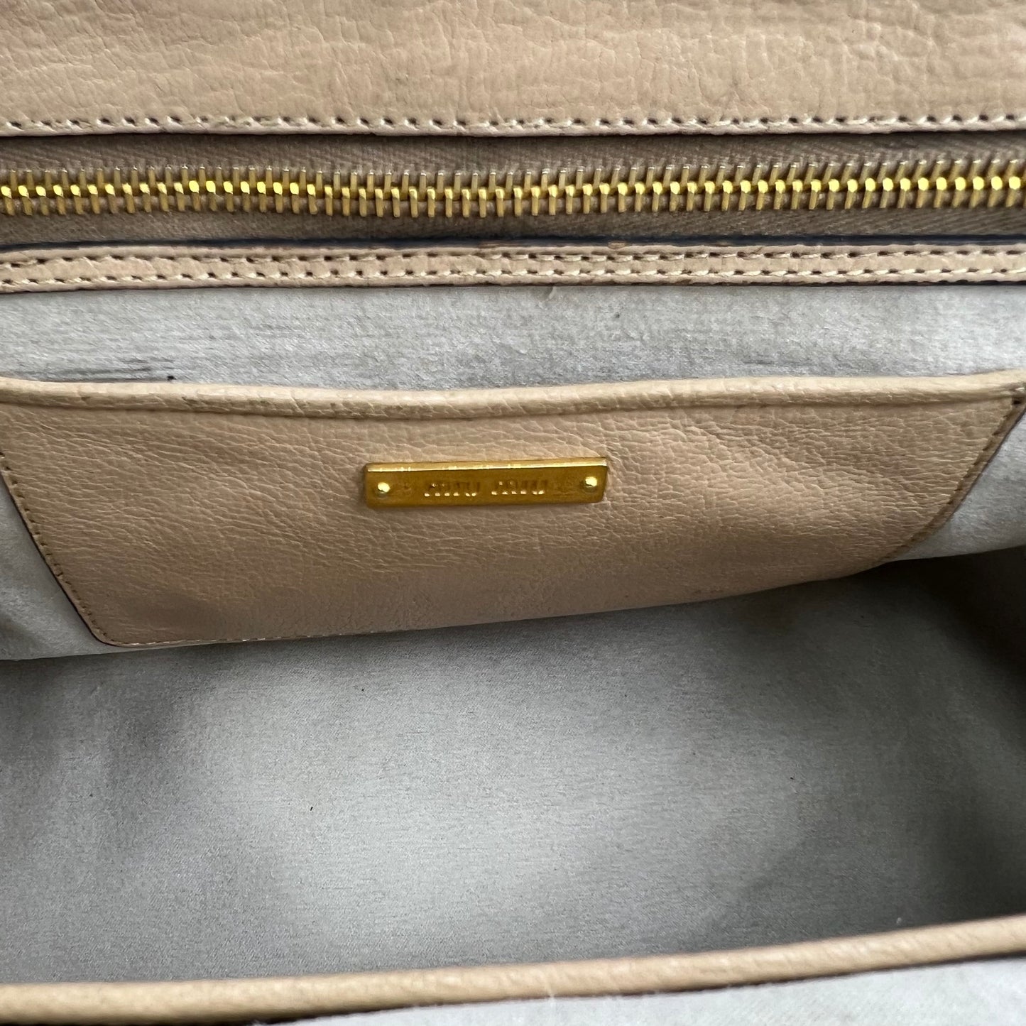 Madras leather handbag Beige