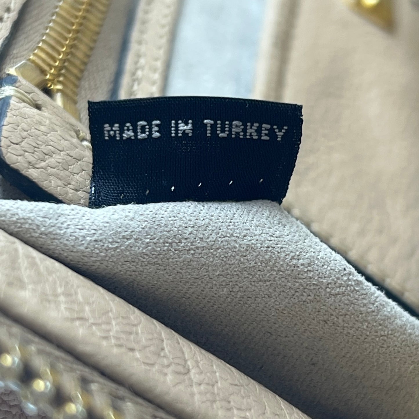 Madras leather handbag Beige