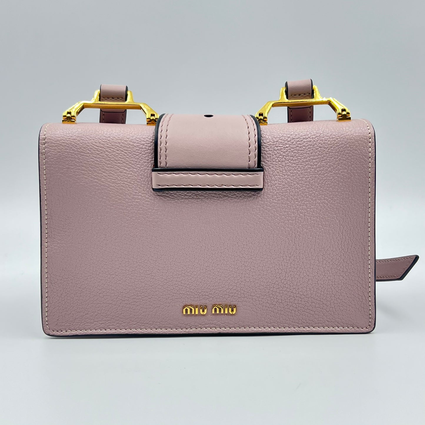 Dusty Lilac Madras Leather Crystal Embellished Buckle Flap Shoulder Bag