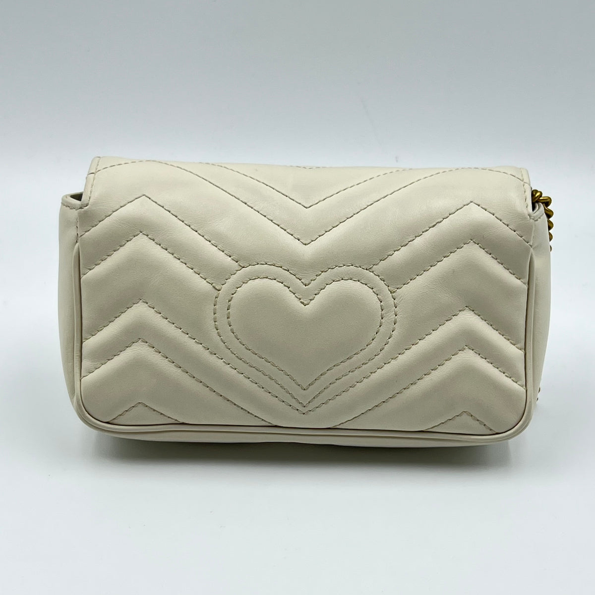 Gucci Calfskin Matelasse Super Mini GG Marmont Shoulder Bag White — view 3 of 8 Calfskin Matelasse Super Mini GG Marmont Shoulder Bag White, view 3 of 8