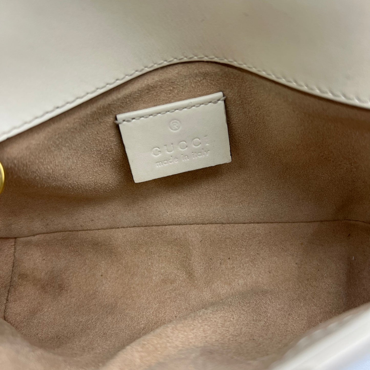 Calfskin Matelasse Super Mini GG Marmont Shoulder Bag White