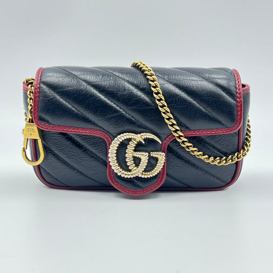 Black Matelasse Calfskin Torchon Super Mini Marmont Bag