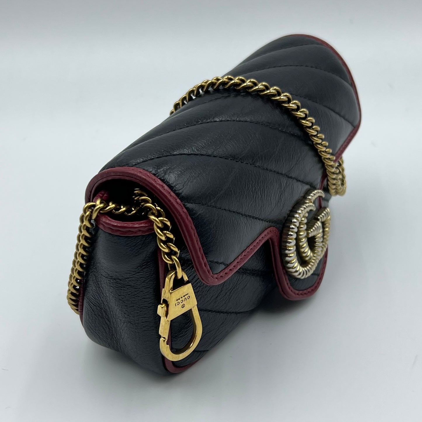 Black Matelasse Calfskin Torchon Super Mini Marmont Bag