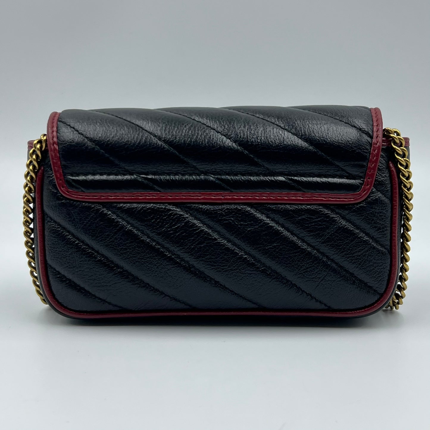 Black Matelasse Calfskin Torchon Super Mini Marmont Bag