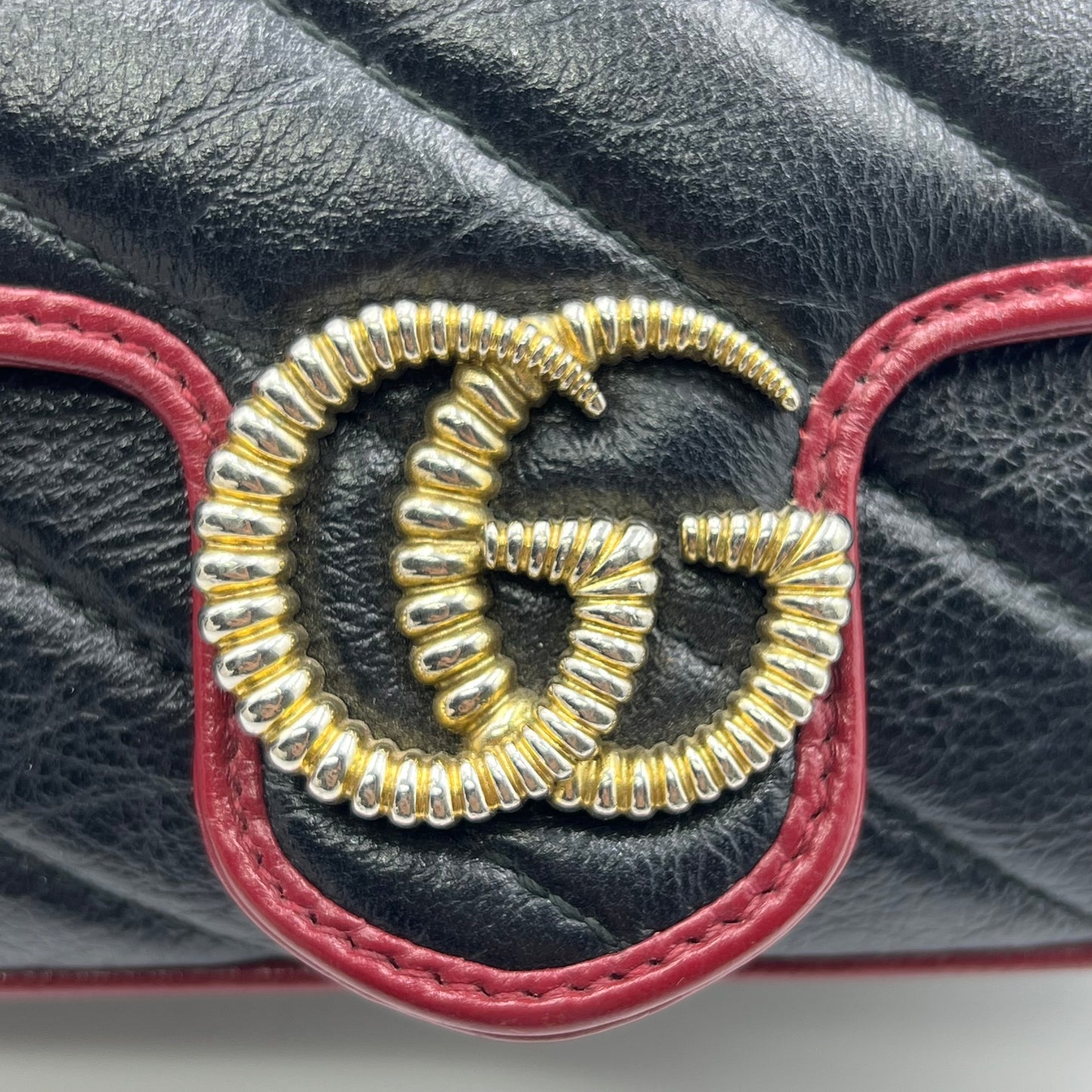 Black Matelasse Calfskin Torchon Super Mini Marmont Bag