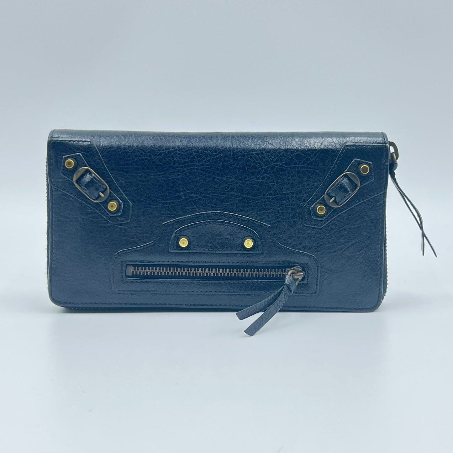 City Leather Black Zippy Long Wallet Black