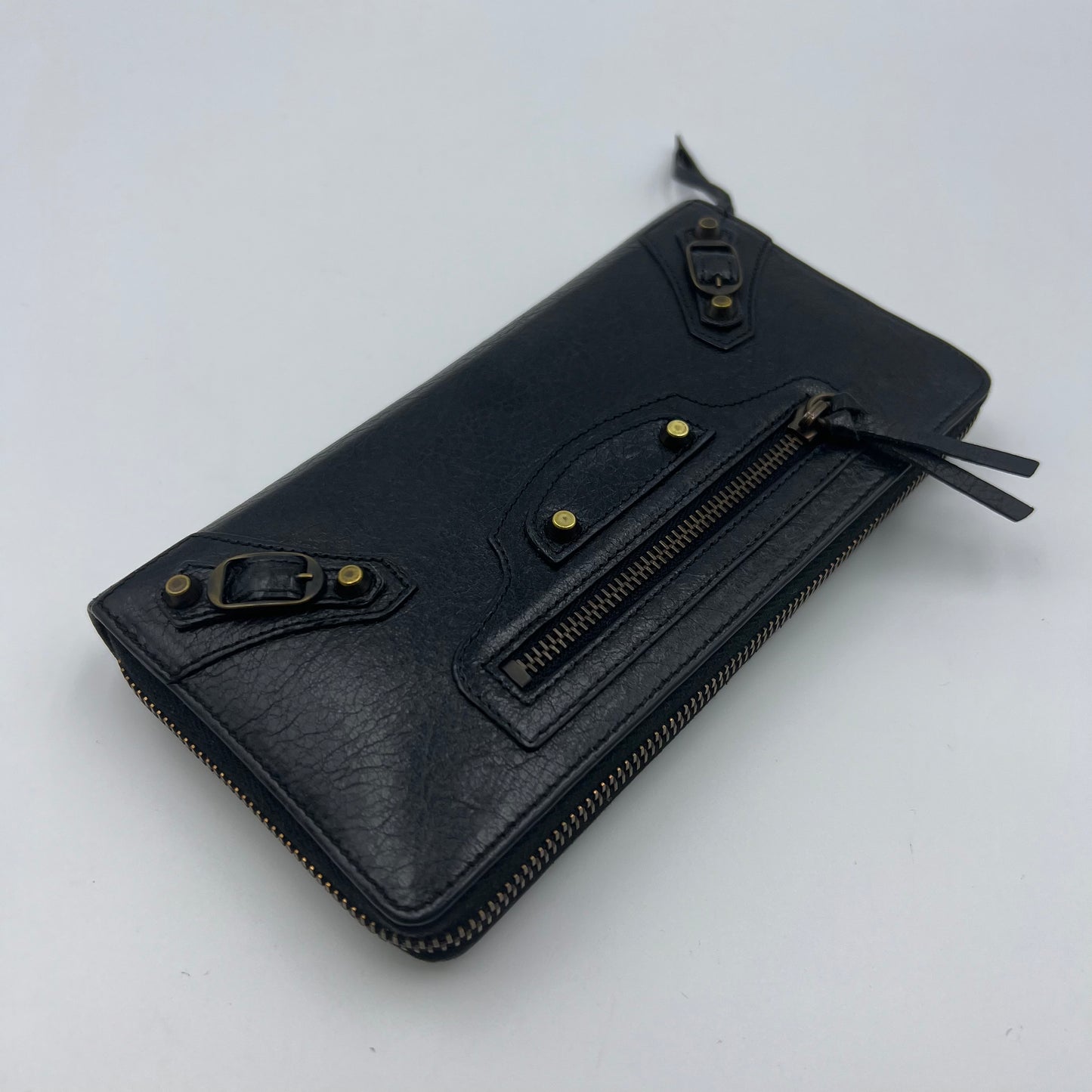City Leather Black Zippy Long Wallet Black