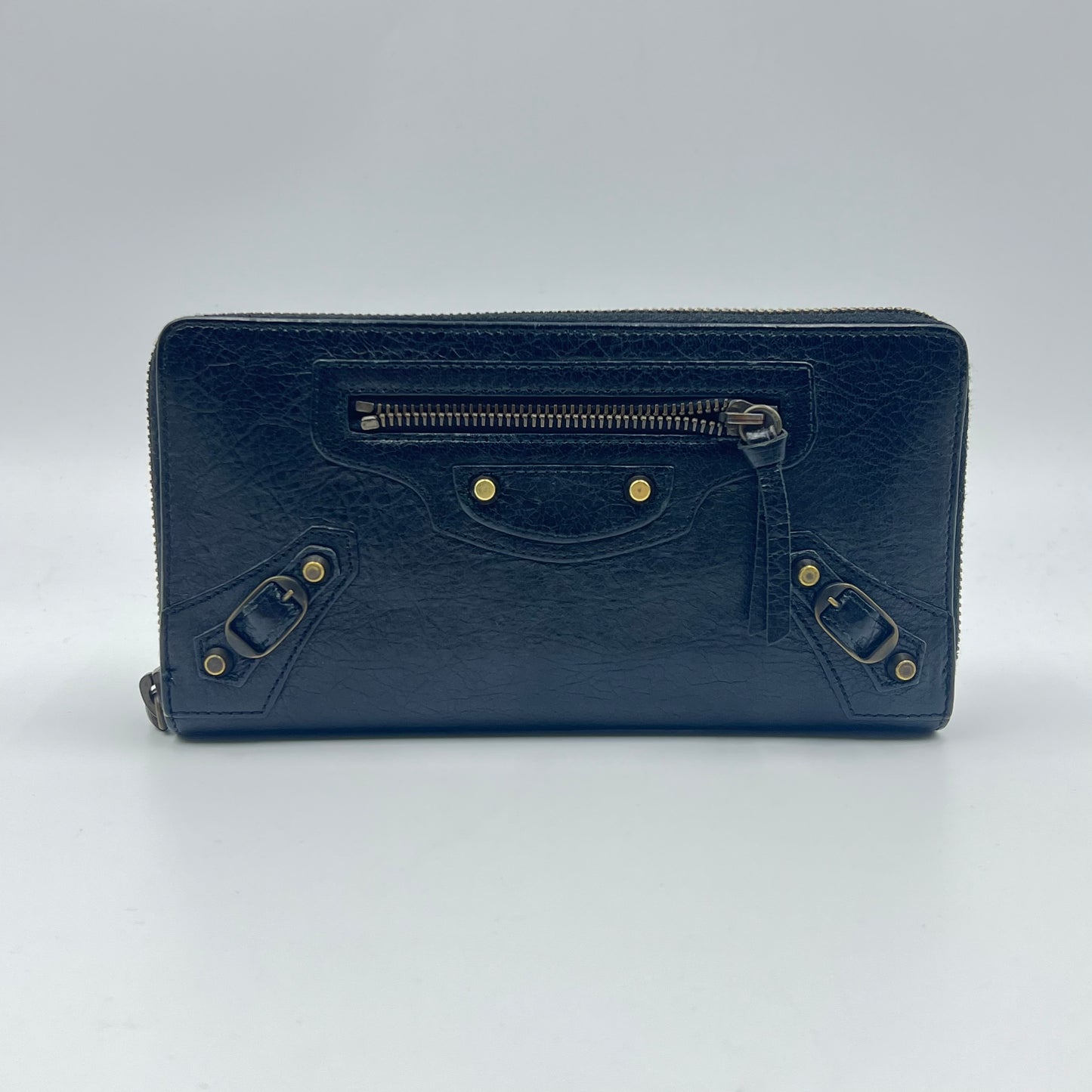 City Leather Black Zippy Long Wallet Black