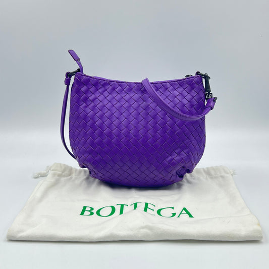 Purple Intrecciato Leather Shoulder Bag