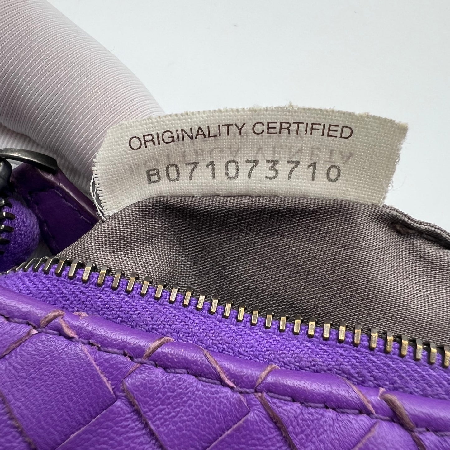 Purple Intrecciato Leather Shoulder Bag