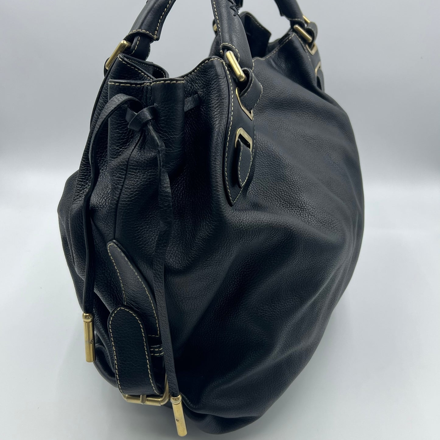 Bally of Switzerland black Caviar Italian leather shoulder bag