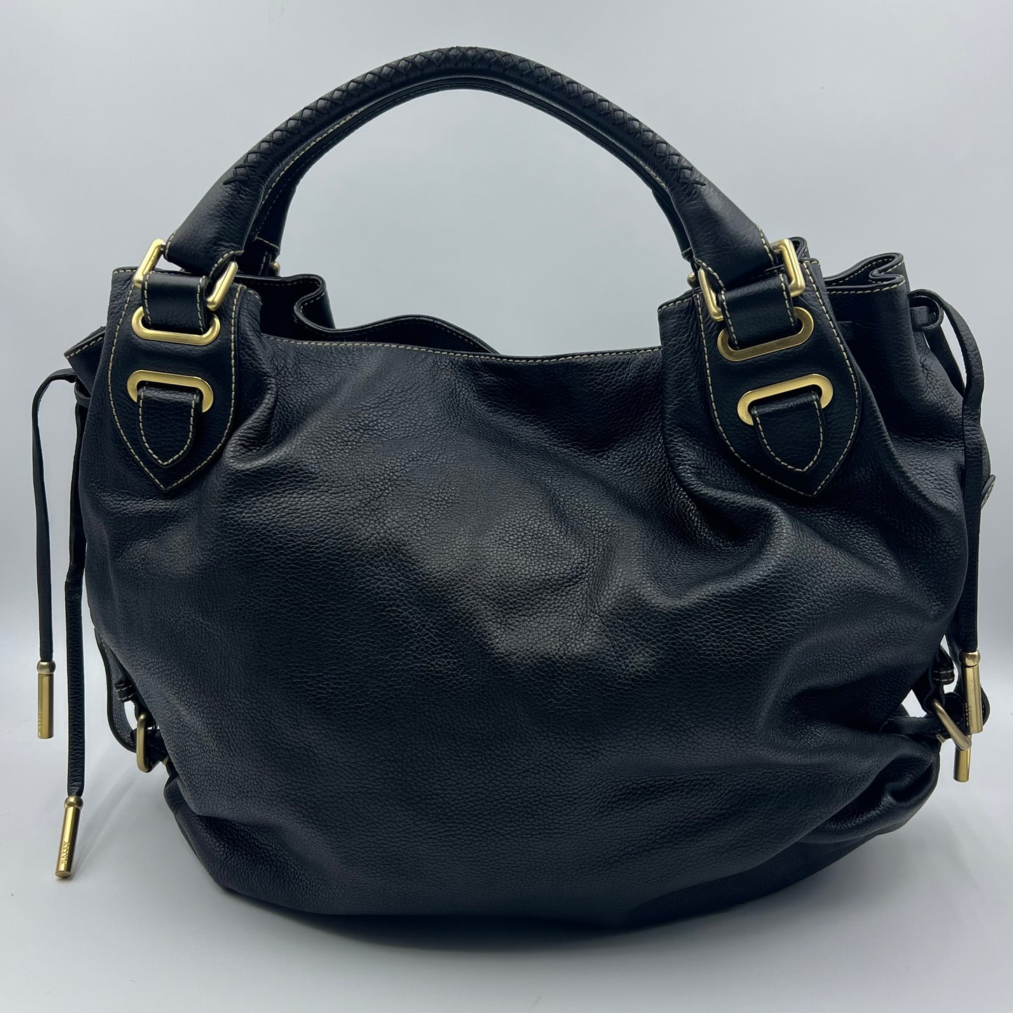 Bally of Switzerland black Caviar Italian leather shoulder bag