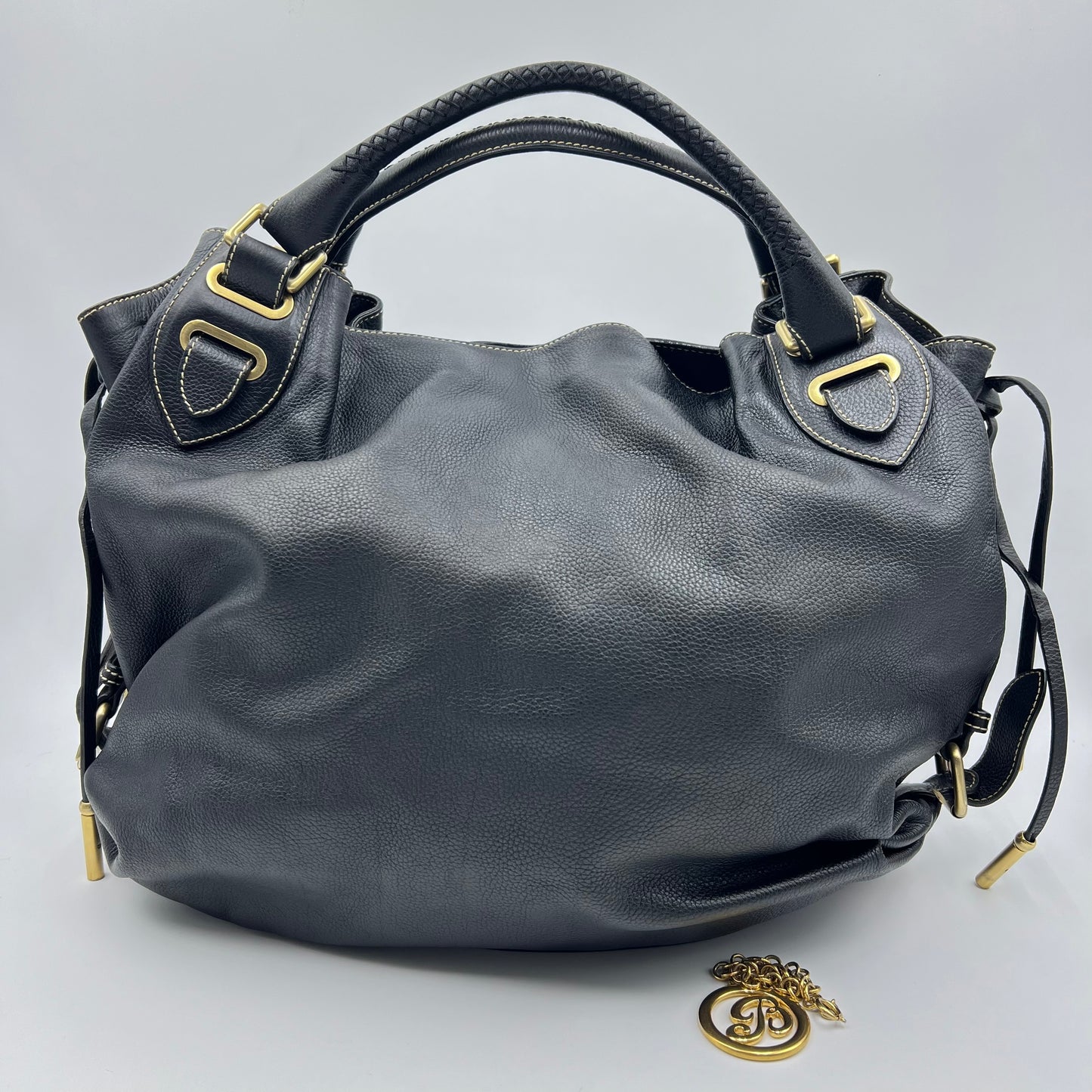 Bally of Switzerland black Caviar Italian leather shoulder bag