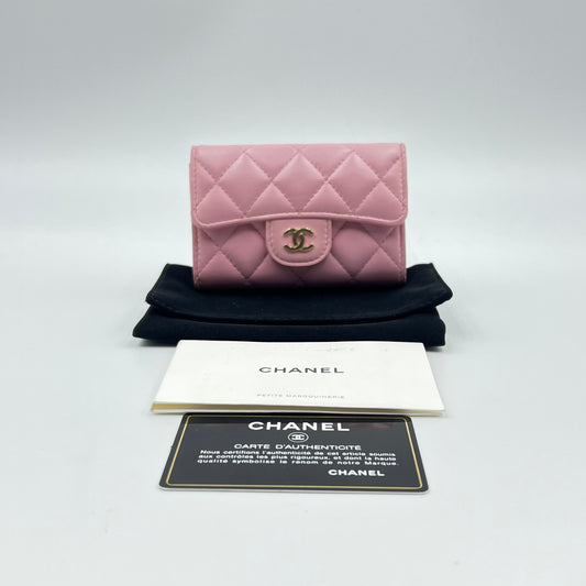 Chanel Classic Flap Cardholder - Pink/Gold