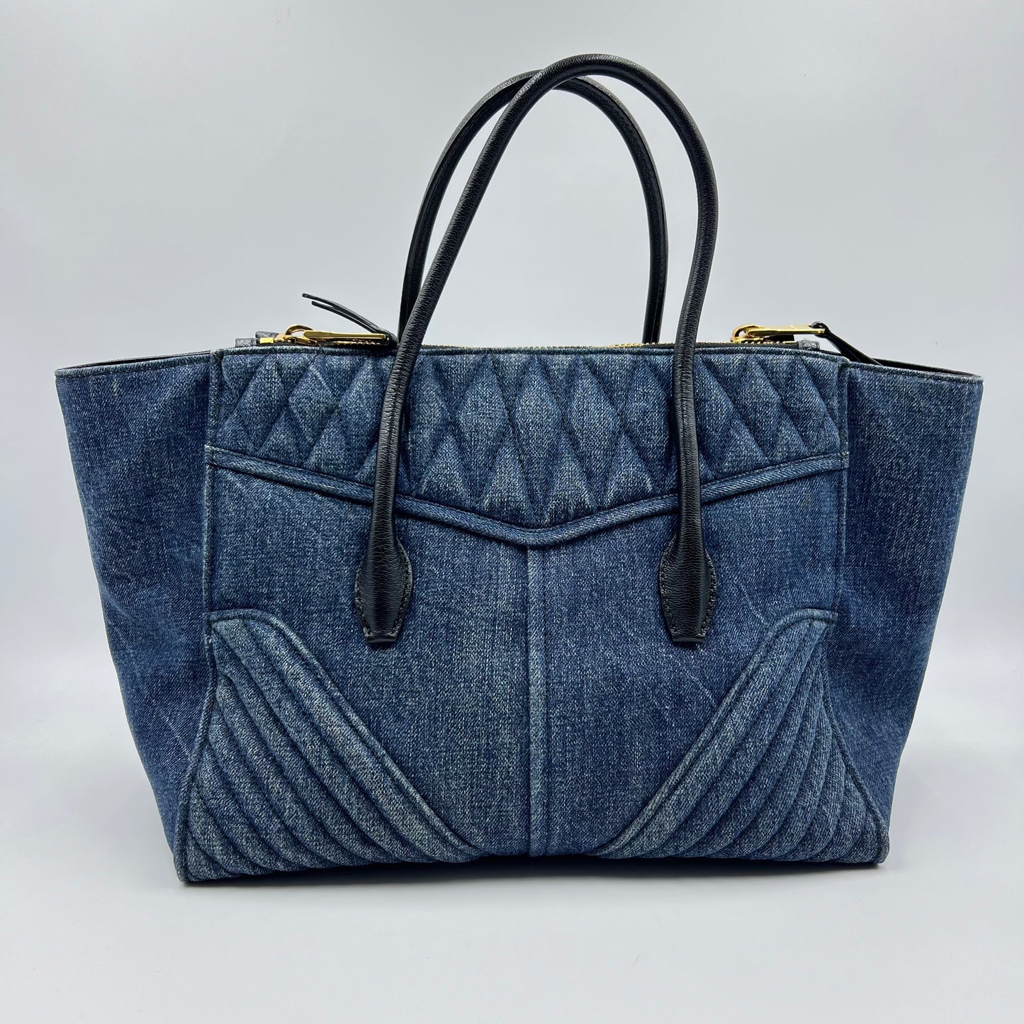 Miu Miu Biker Handbag Blue Denim