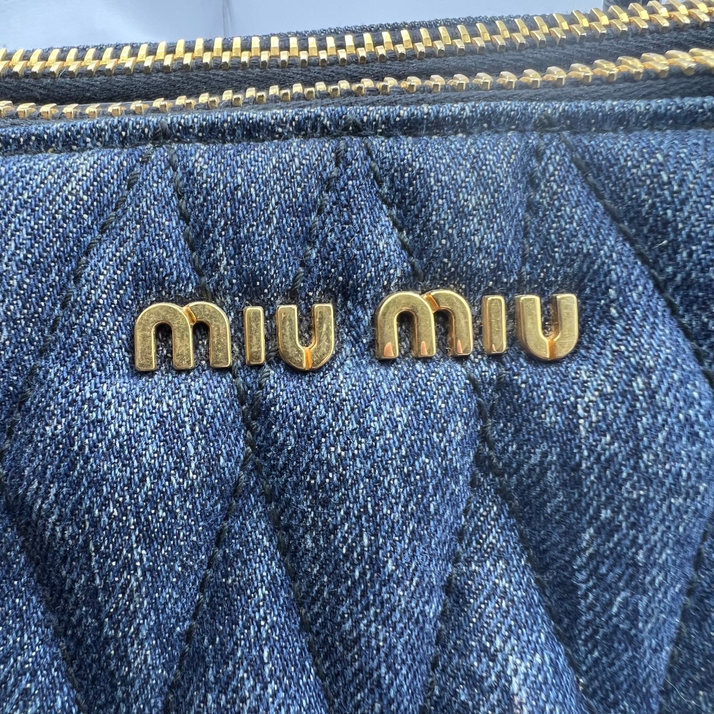 Miu Miu Biker Handbag Blue Denim