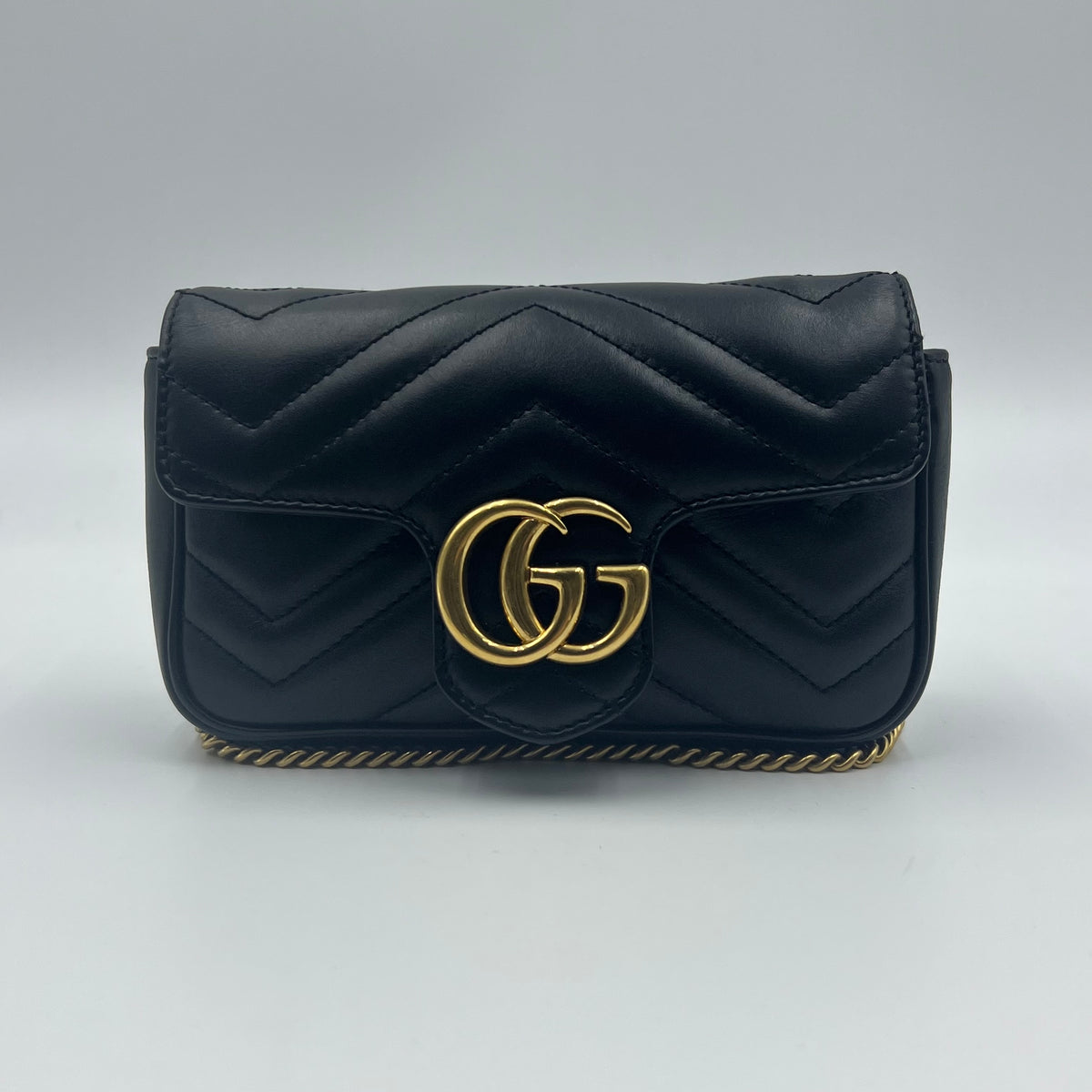 Gucci Calfskin Matelasse Super Mini GG Marmont Shoulder Bag Black — view 1 of 8 Calfskin Matelasse Super Mini GG Marmont Shoulder Bag Black, view 1 of 8