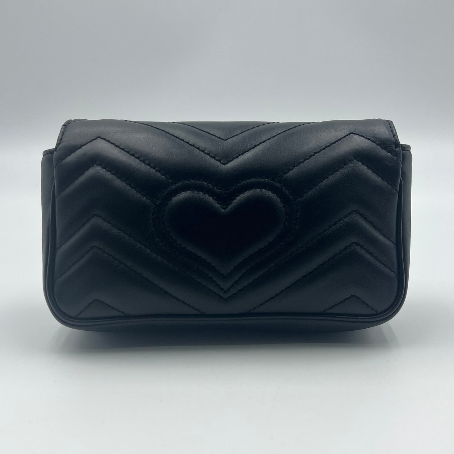Calfskin Matelasse Super Mini GG Marmont Shoulder Bag Black