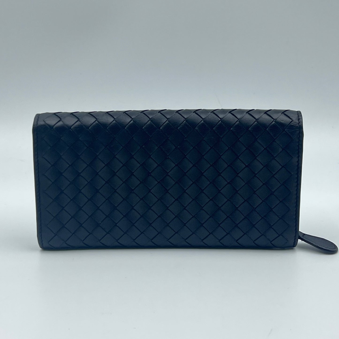 Black Intrecciato Woven Nappa Leather Continental Wallet