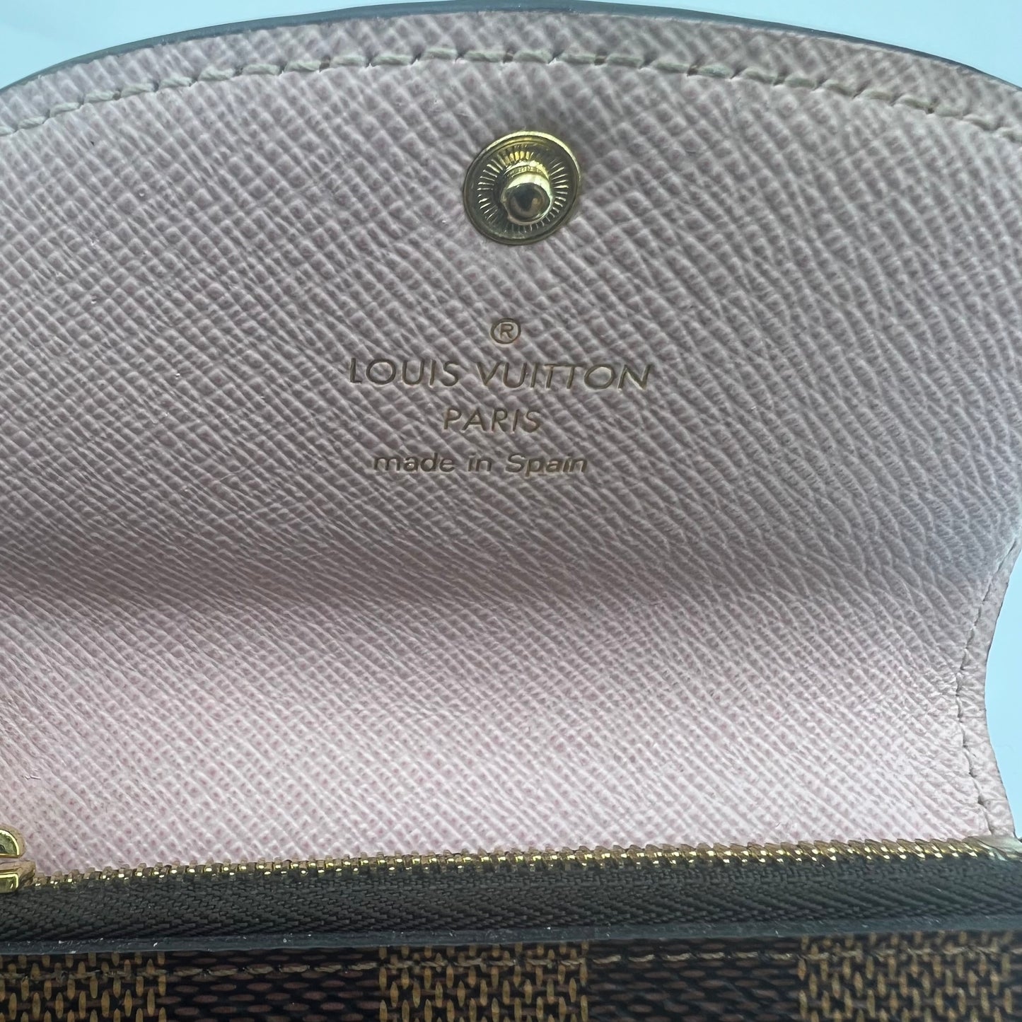 Damier Ebene Rosalie Coin Purse Rose Ballerine