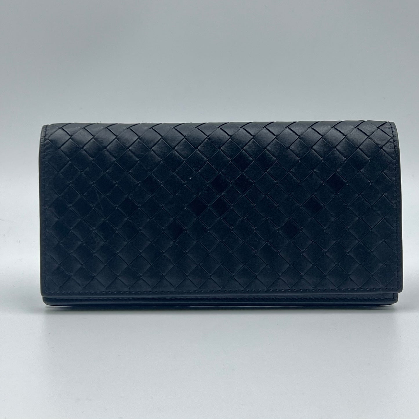 Nappa Intrecciato Flap Wallet Black with pouch