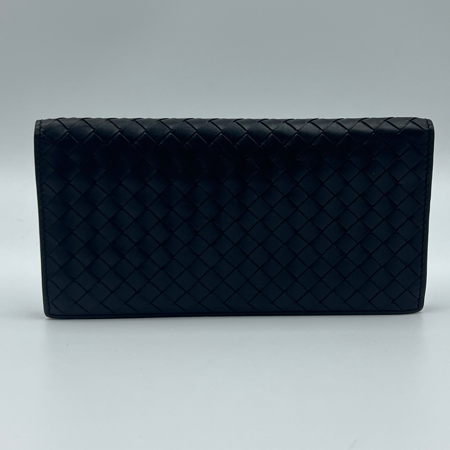 Nappa Intrecciato Flap Wallet Black with pouch