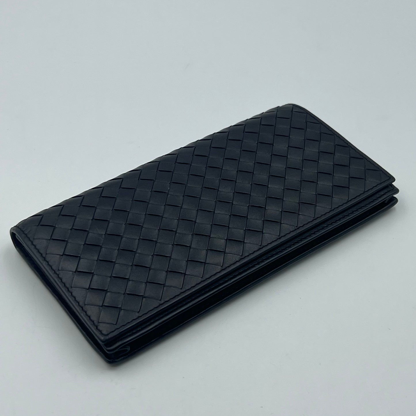 Nappa Intrecciato Flap Wallet Black with pouch