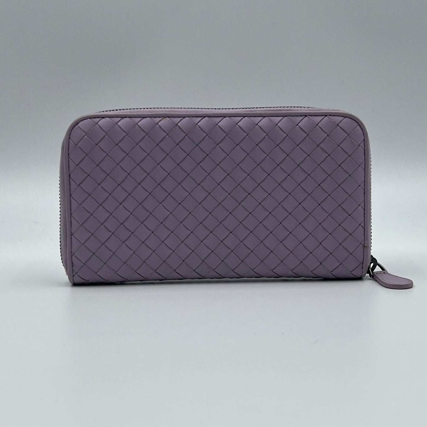 Nappa Intrecciato Zip Around Wallet Lavender