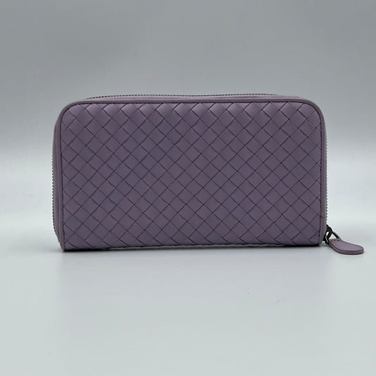 Nappa Intrecciato Zip Around Wallet Lavender