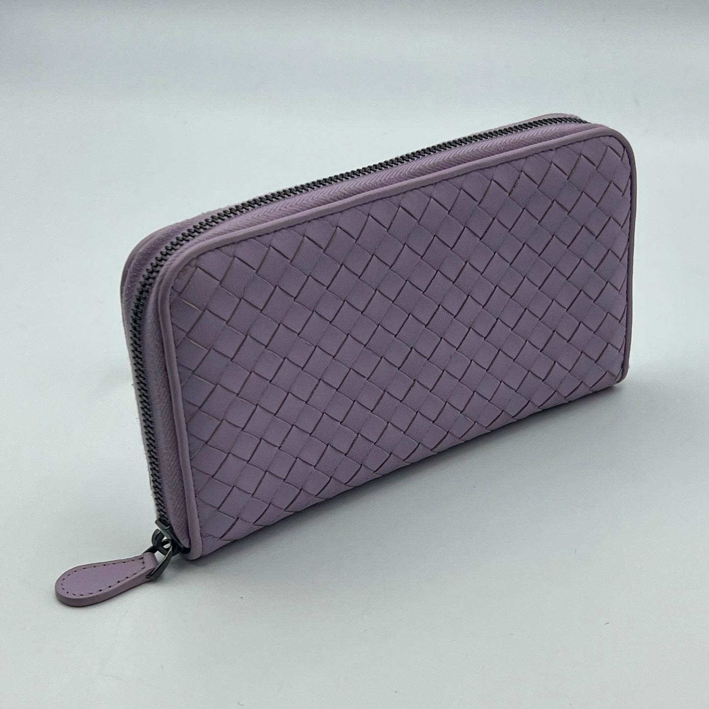 Nappa Intrecciato Zip Around Wallet Lavender