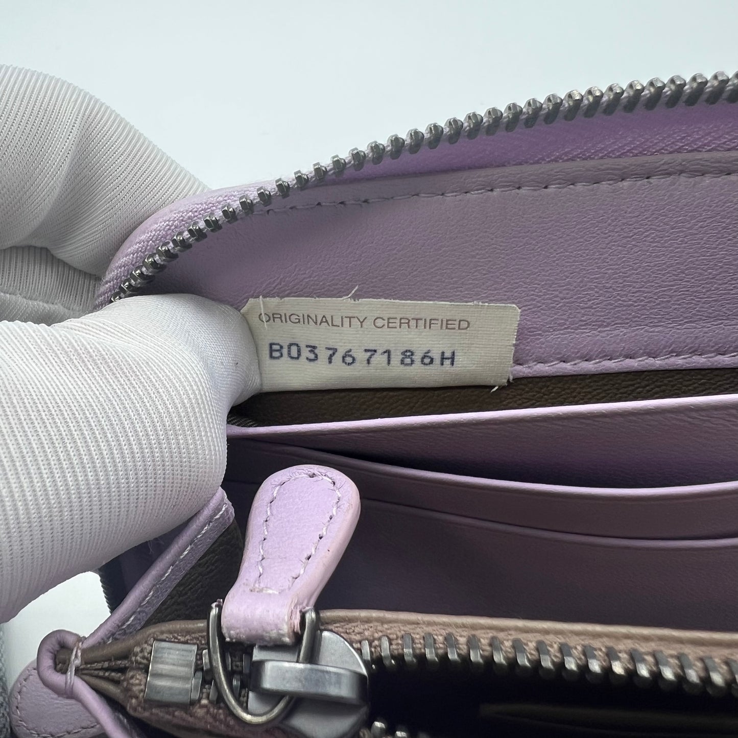 Nappa Intrecciato Zip Around Wallet Lavender
