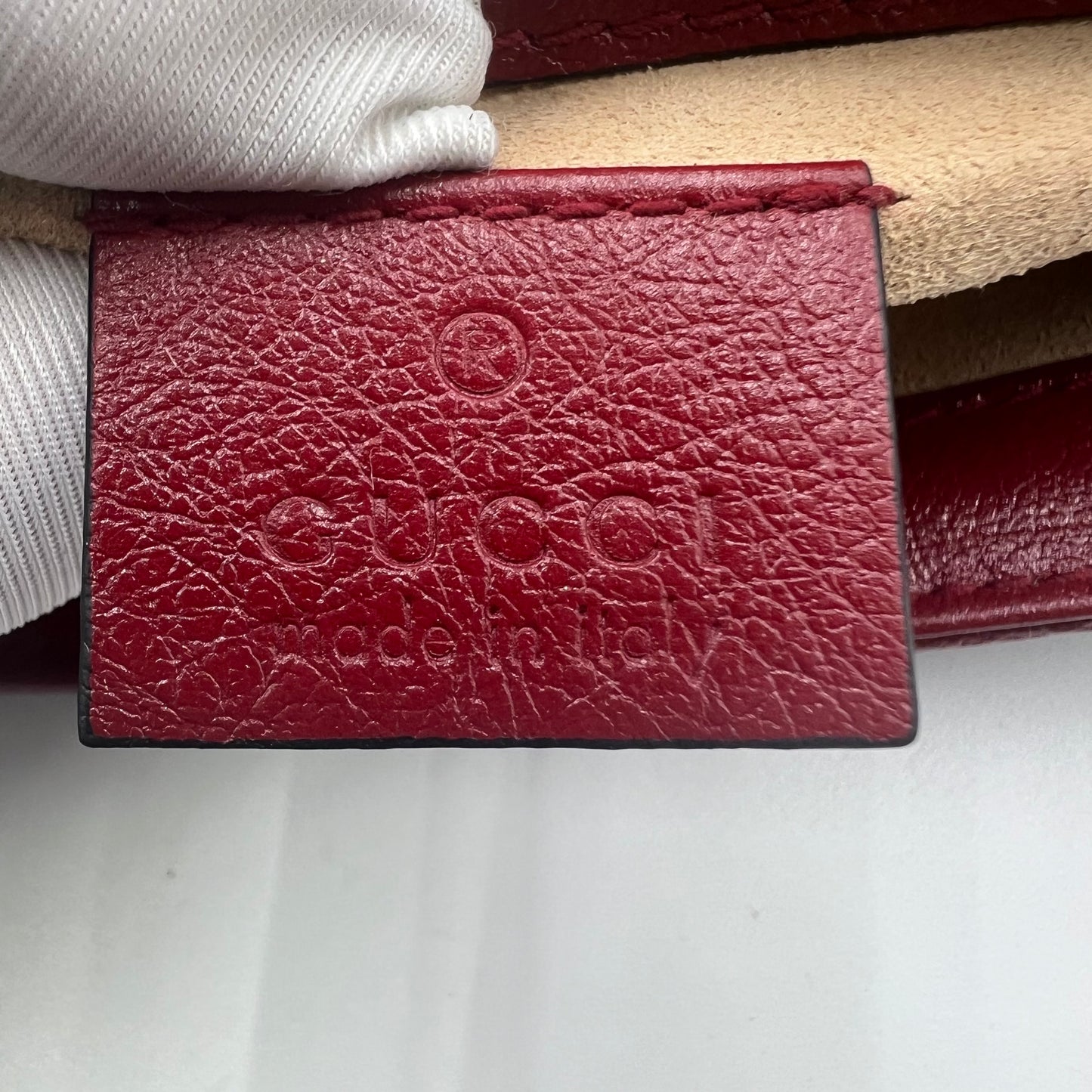 Calfskin Matelasse Super Mini GG Marmont Shoulder Bag Black with Red Trim