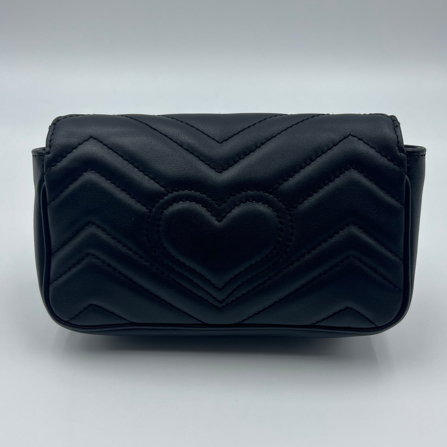 Calfskin Matelasse Super Mini GG Marmont Shoulder Bag Black