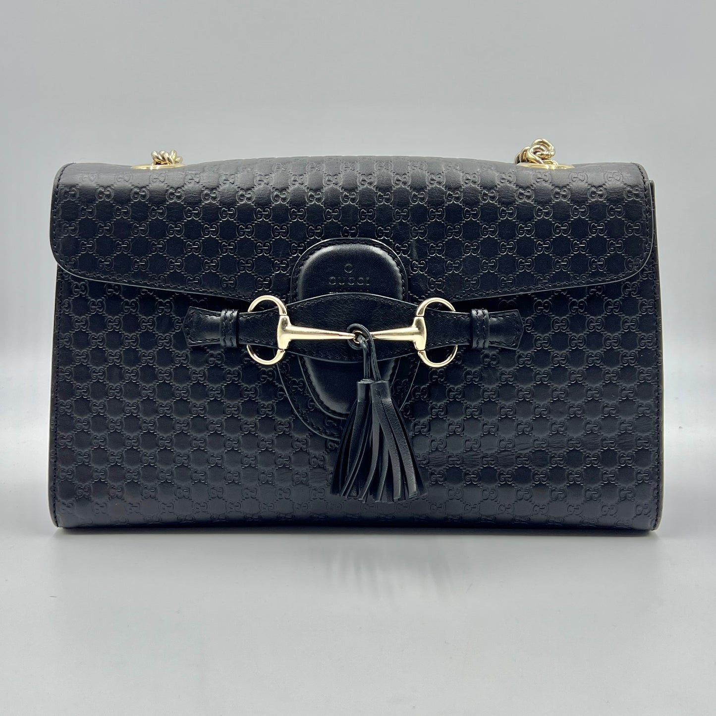 Emily Guccissima Leather Chain Shoulder Bag Black