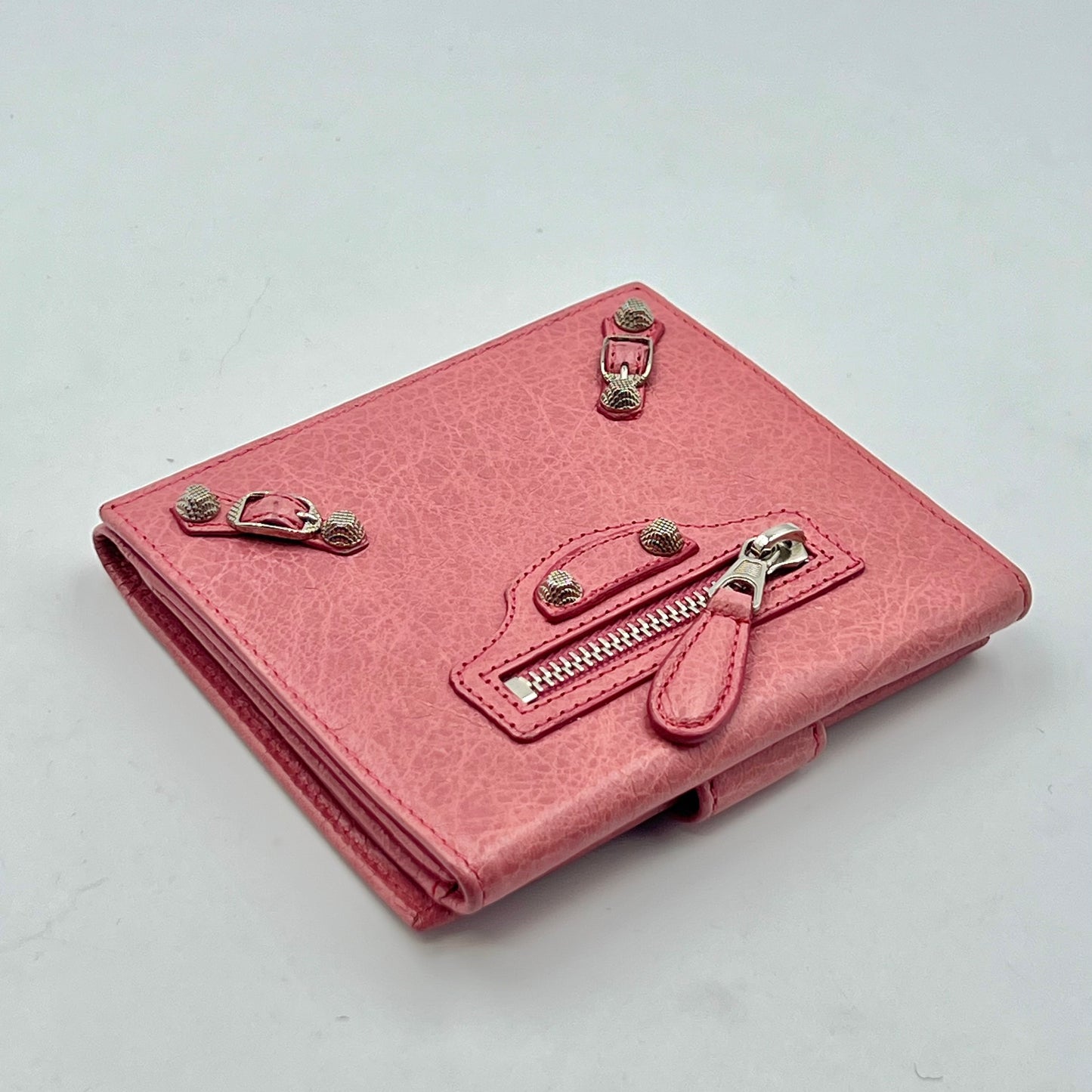 Leather Bifold Wallet Pink