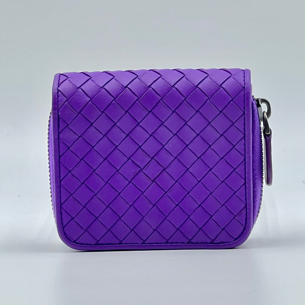 Bottega Veneta Intrecciato Zip-Around Coin Purse in Purple