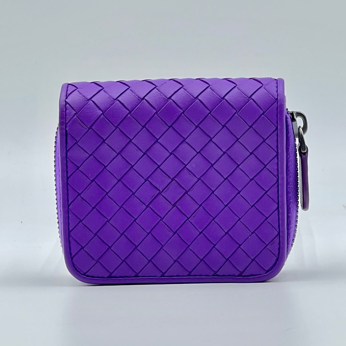 Intrecciato Zip-Around Coin Purse in Purple