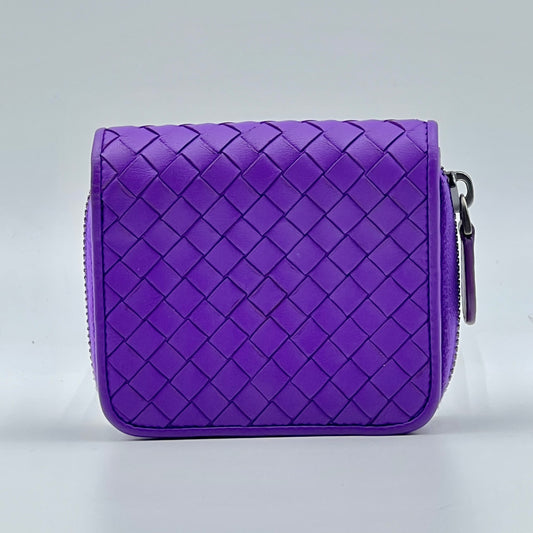 Intrecciato Zip-Around Coin Purse in Purple