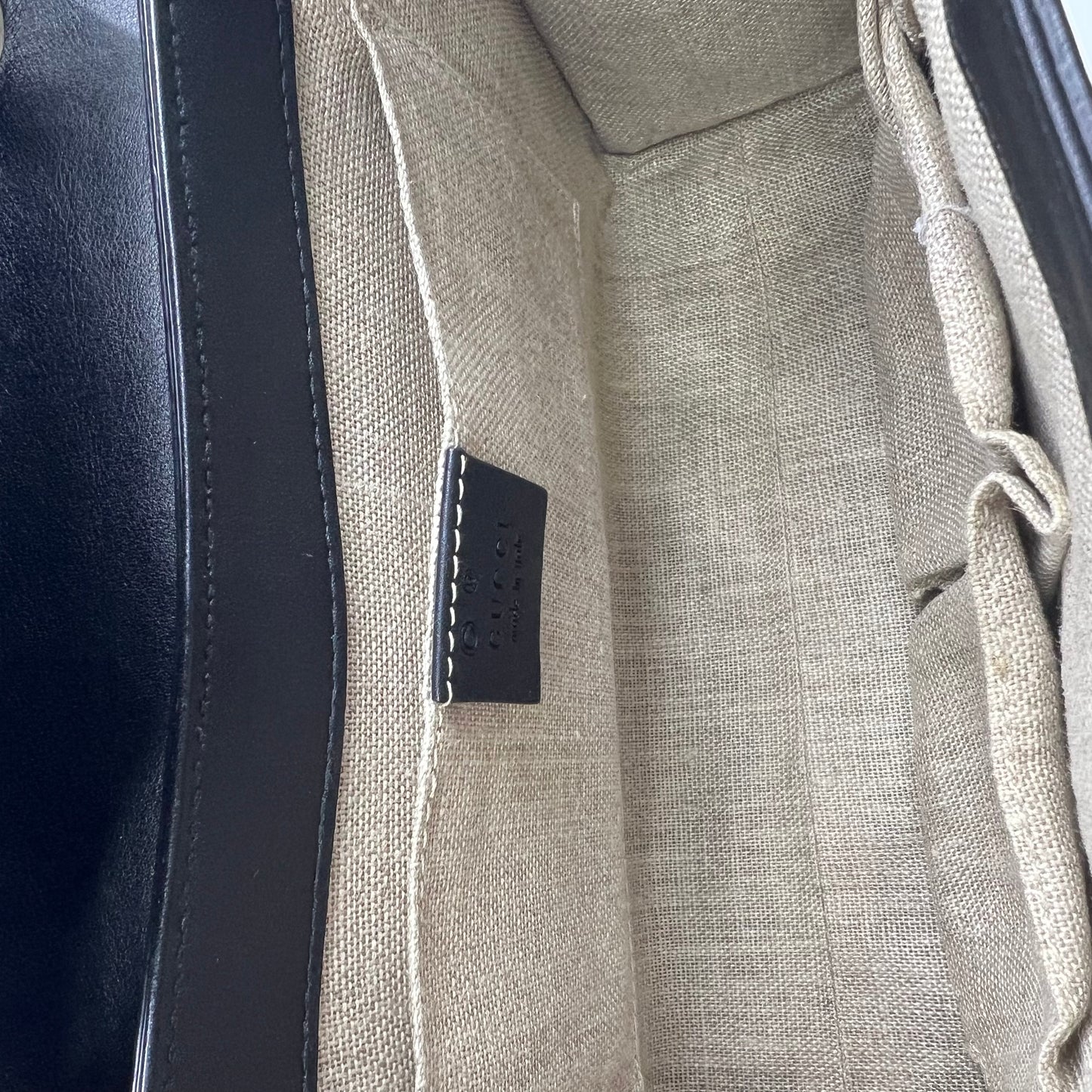 Emily Guccissima Leather Chain Shoulder Bag Black