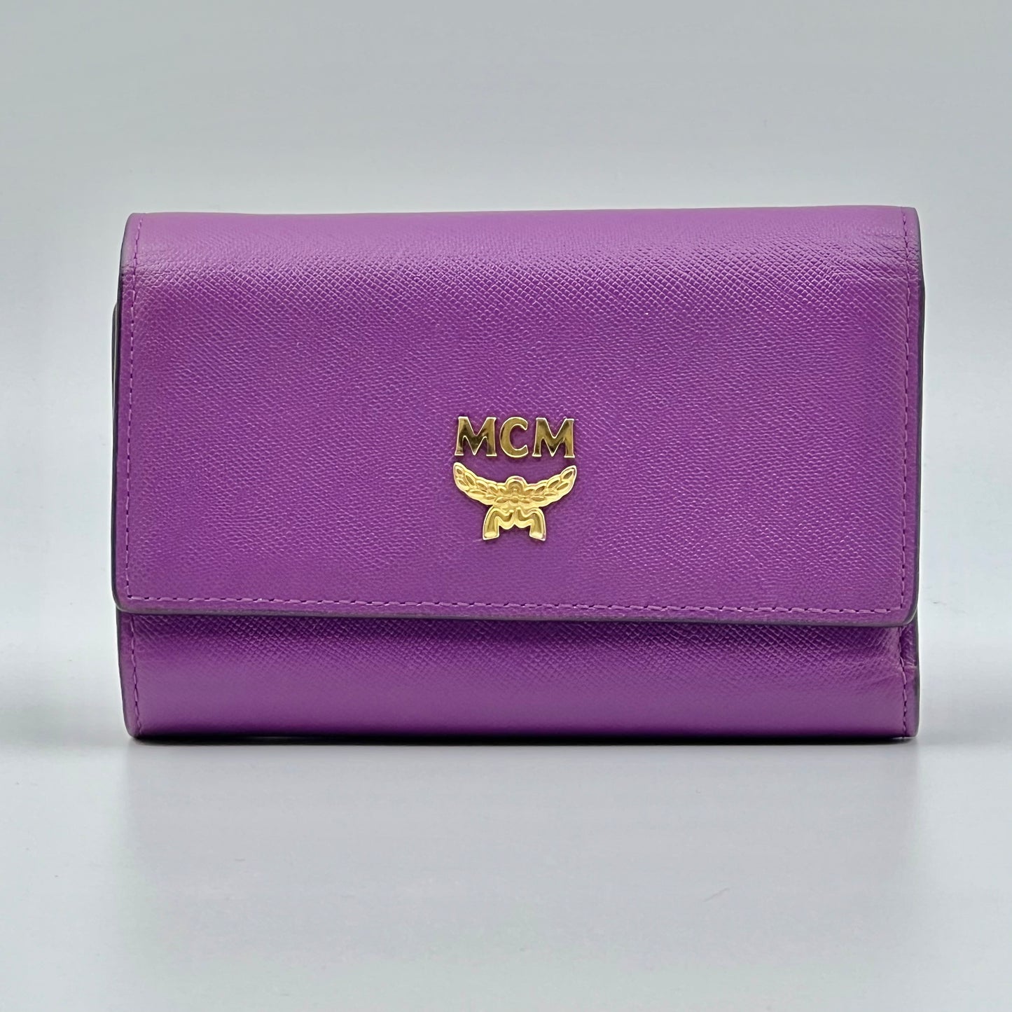 MCM LEATHER Trifold WALLET PURPLE