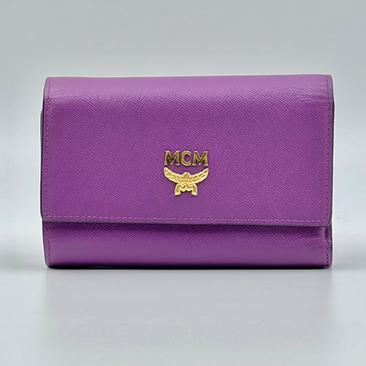 MCM LEATHER Trifold WALLET PURPLE