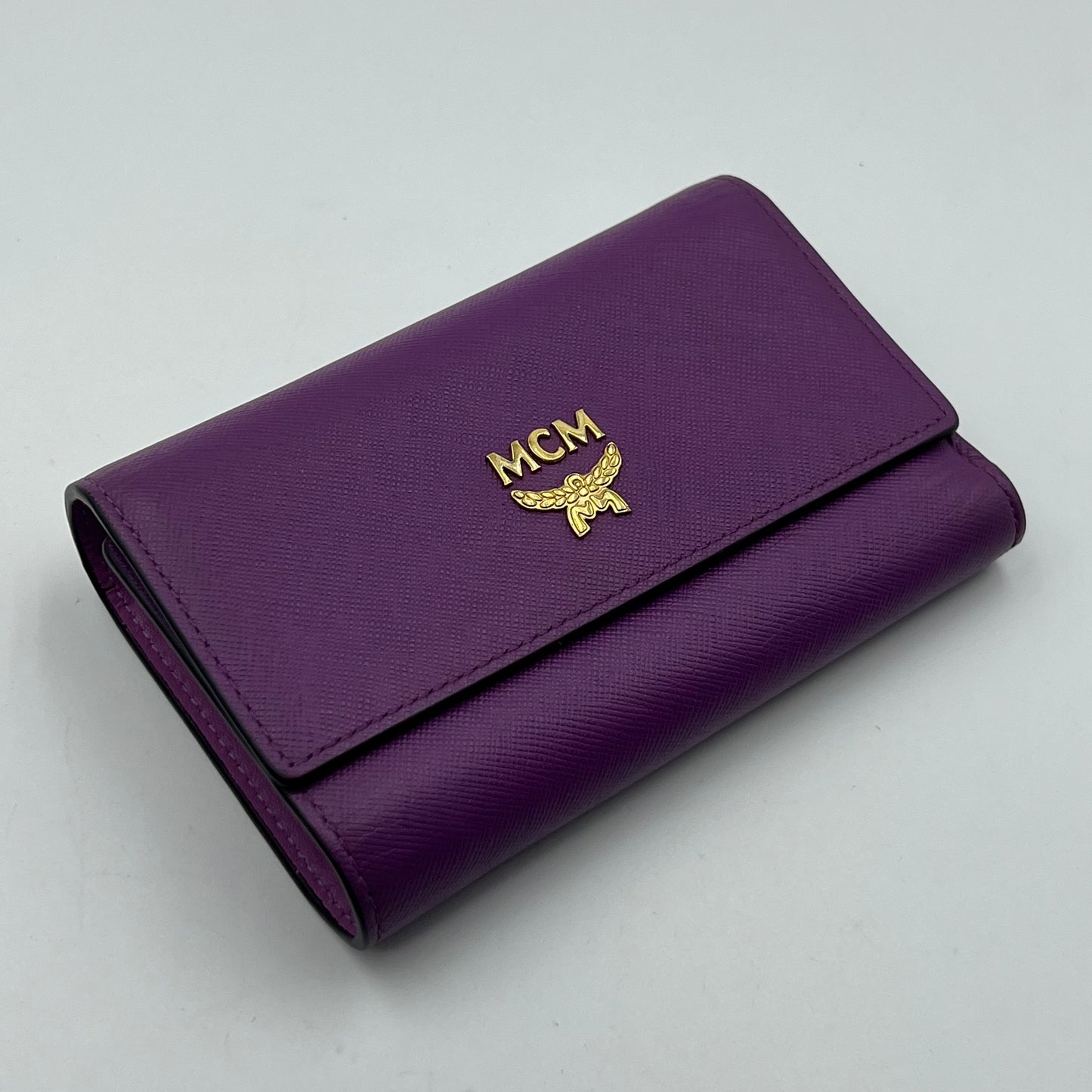 MCM LEATHER Trifold WALLET PURPLE