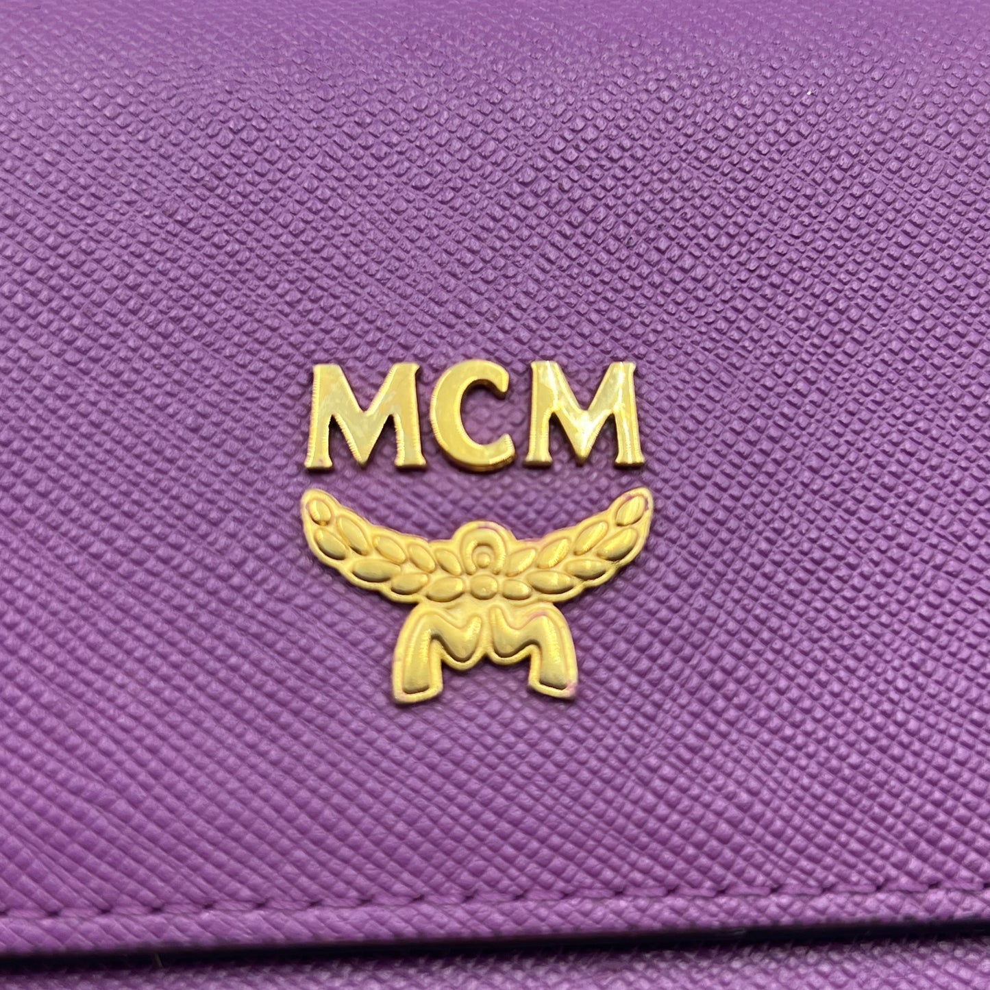MCM LEATHER Trifold WALLET PURPLE