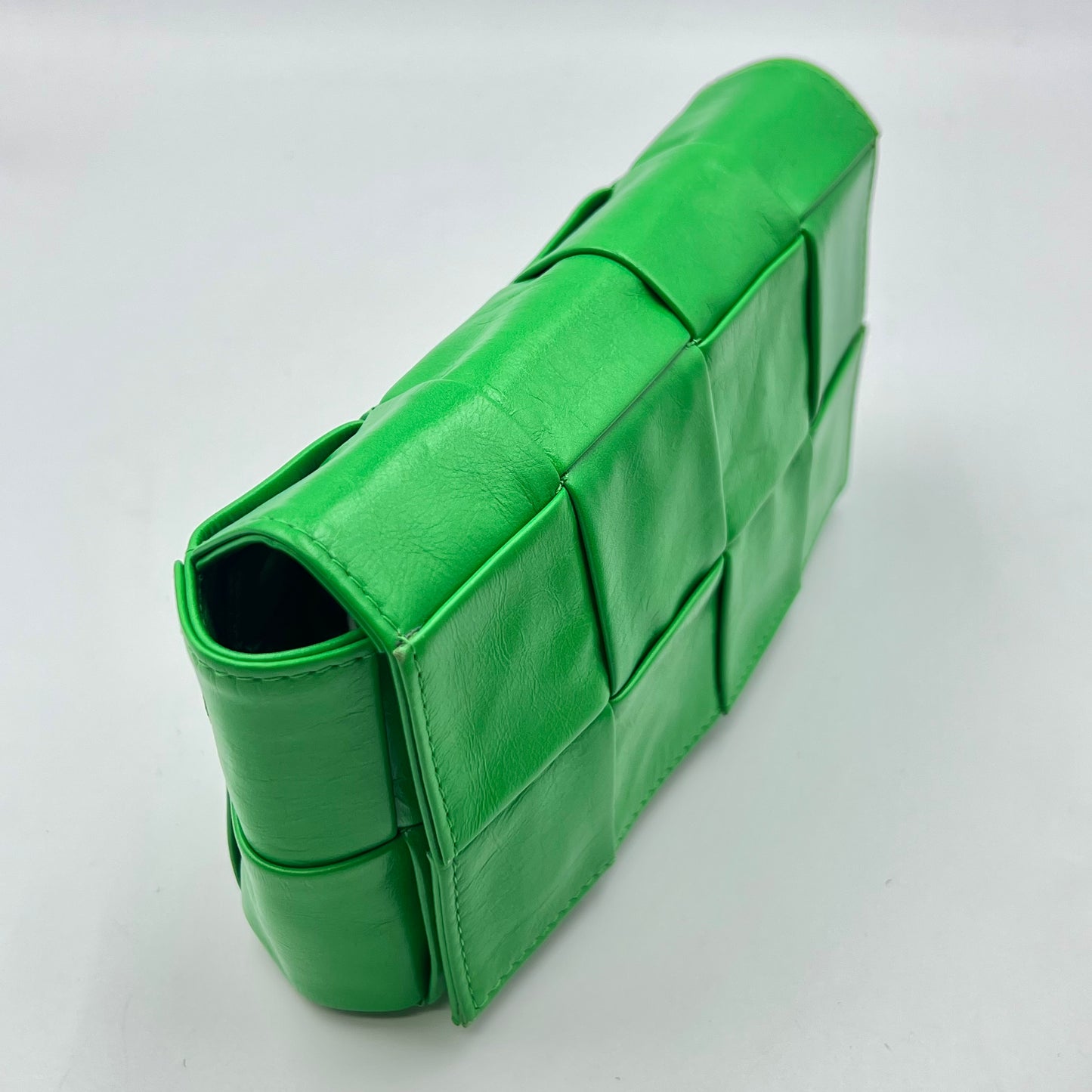 Paper Calfskin Intreccio Cassette Belt Bag Parakeet
