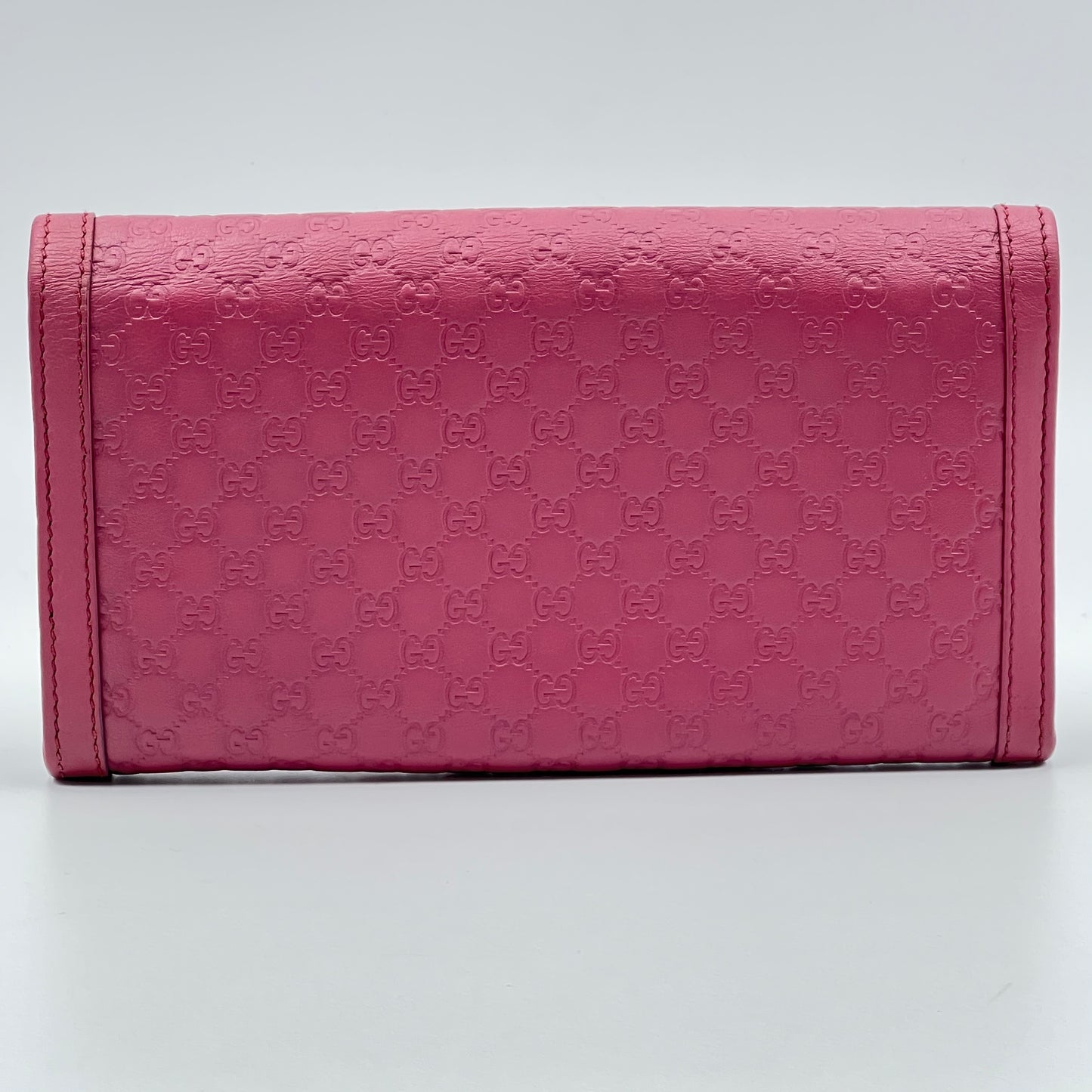 Interlocking GG Striped long wallet in leather rose pink