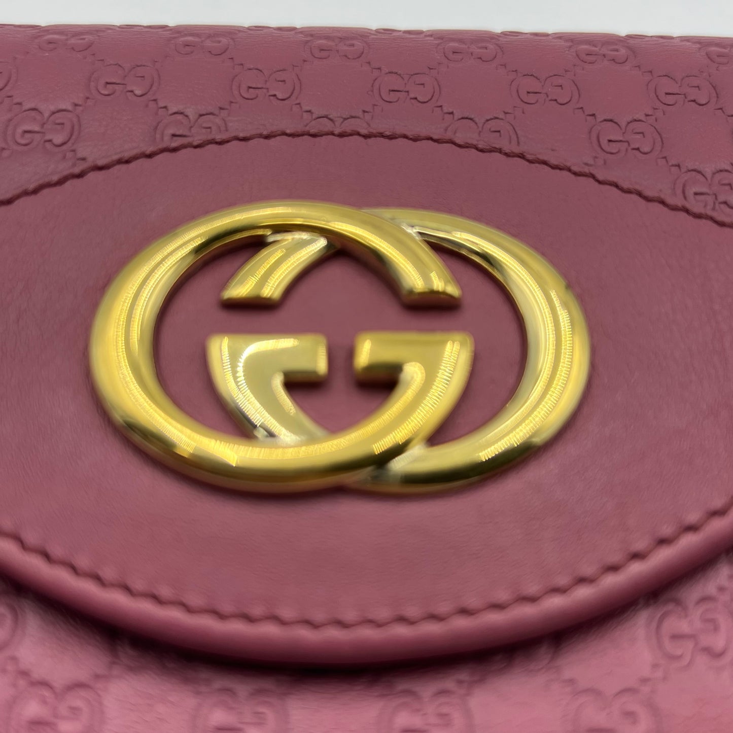 Interlocking GG Striped long wallet in leather rose pink