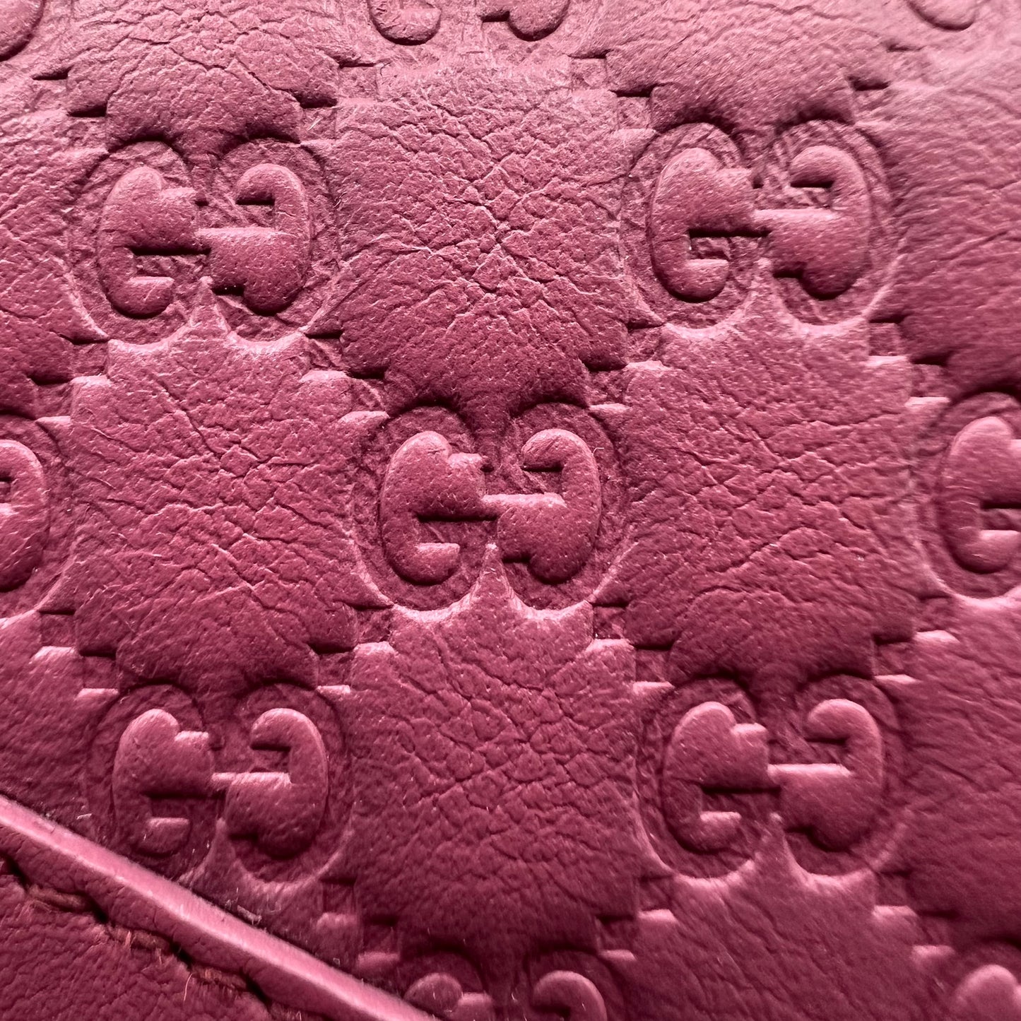 Interlocking GG Striped long wallet in leather rose pink