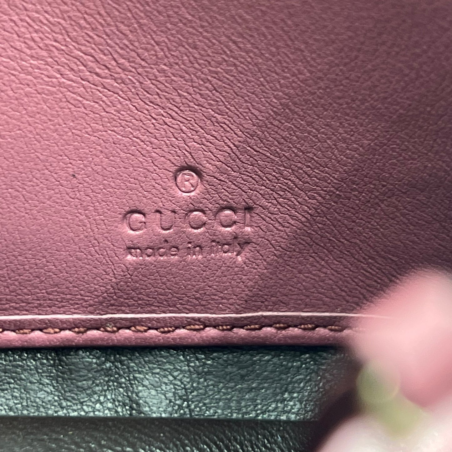 Interlocking GG Striped long wallet in leather rose pink