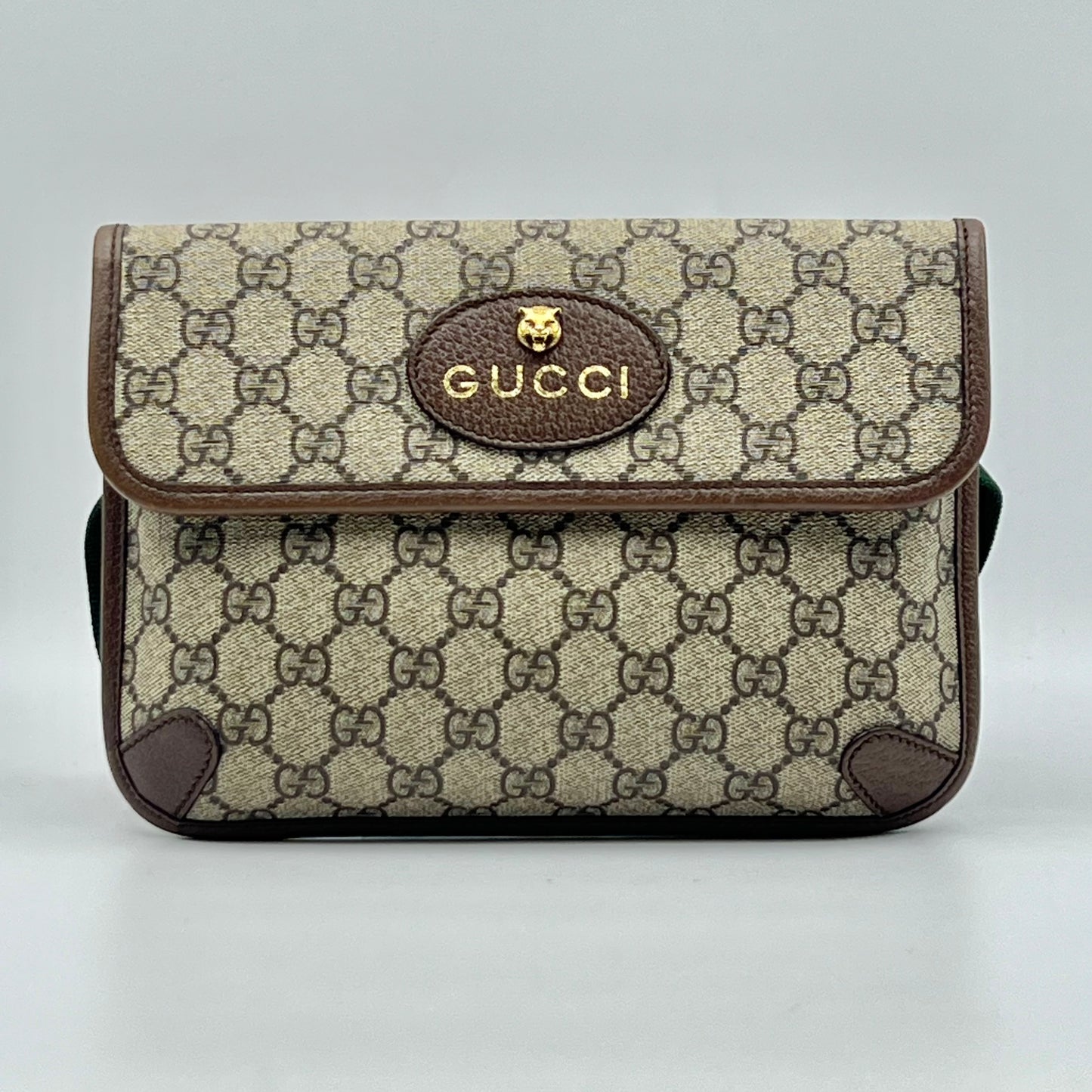 GG Supreme Monogram Neo Vintage Web Belt Bag Brown