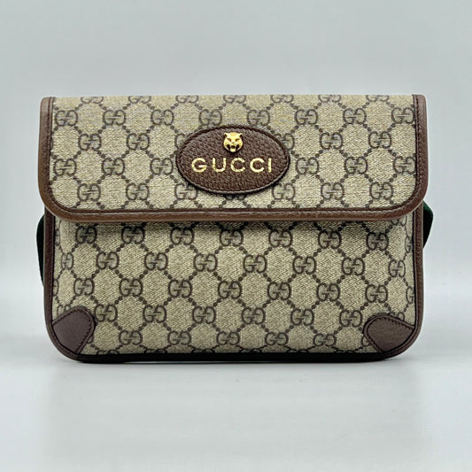 GG Supreme Monogram Neo Vintage Web Belt Bag Brown